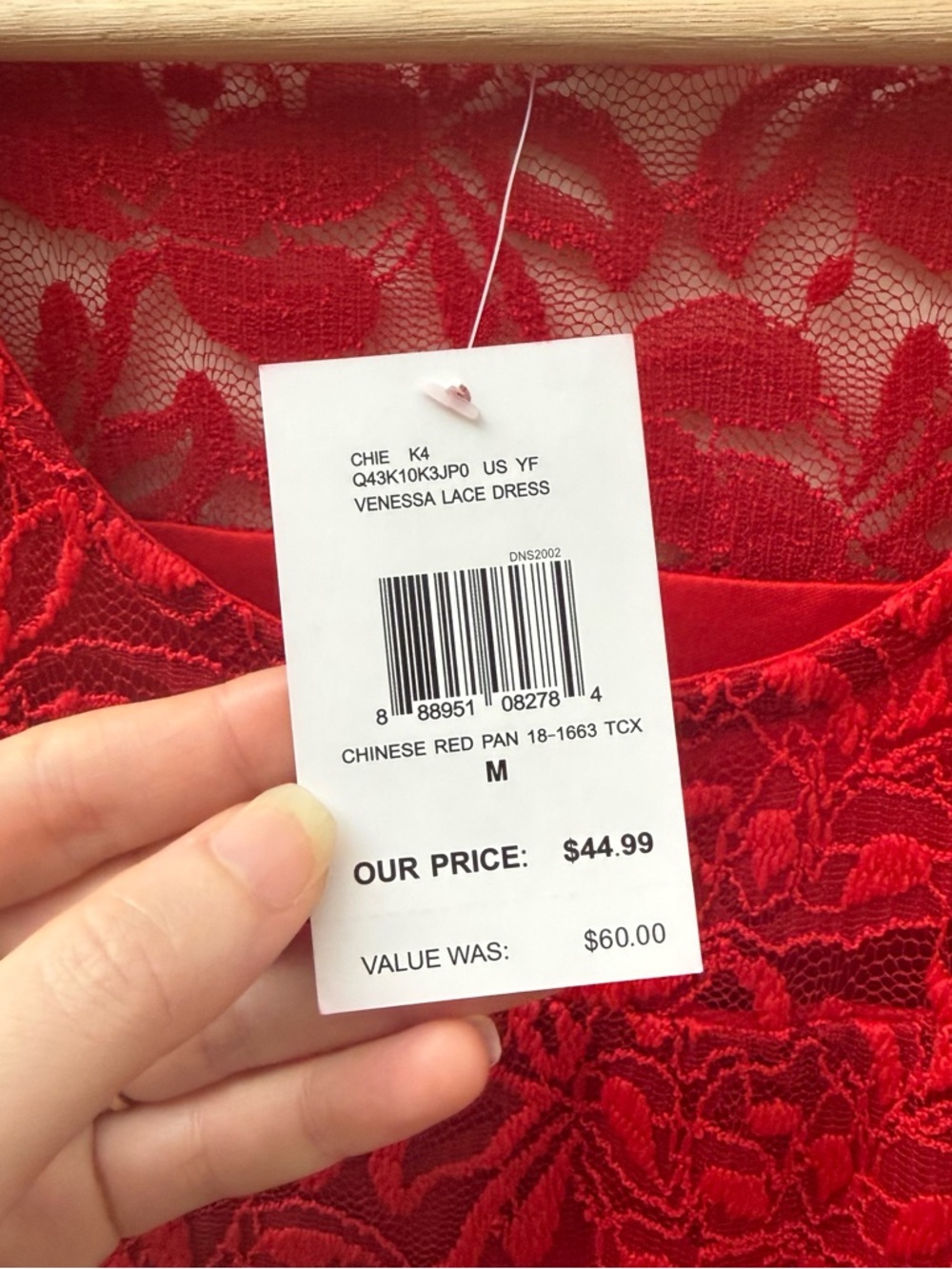 GUESS Red Floral Lace Long Sleeve Sheath Dress - Picture 3 of 9